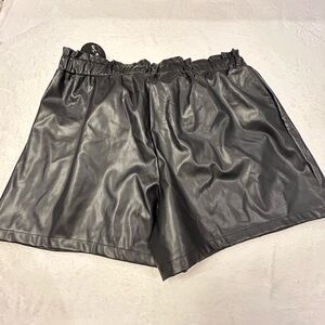 Women's Black Faux Leather Shorts by Jolie & Joy